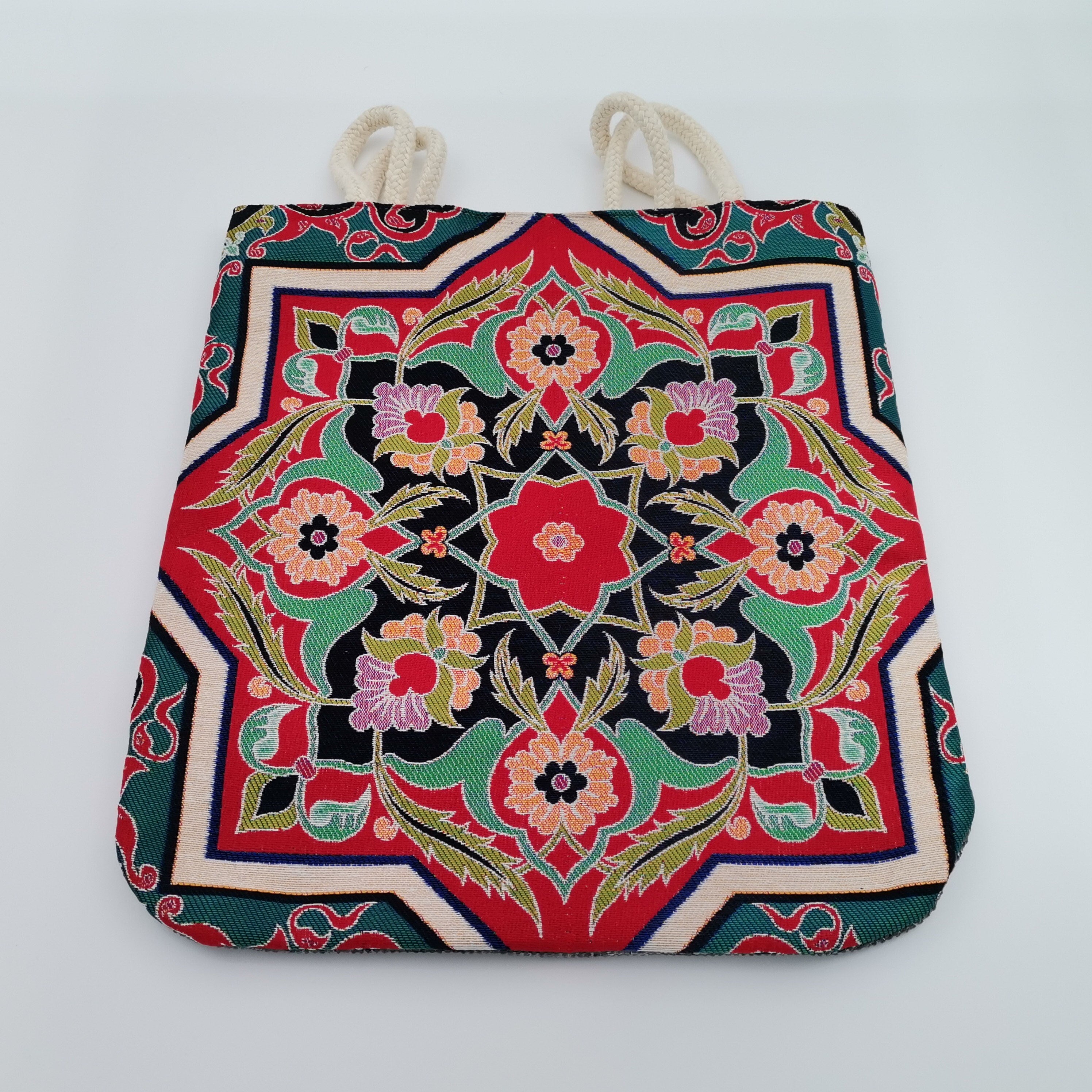 Gobelin Tapestry Shoulder Bag|Handmade Carpet Bag|Tile Pattern