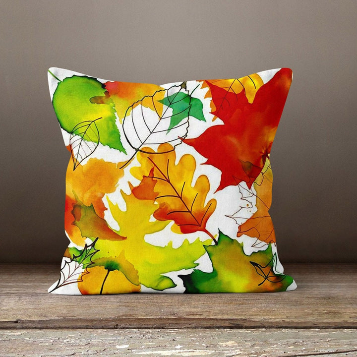 Fall Trend Pillow Cover|Autumn Cushion Case|Colorful Leaves Throw Pillowtop|Decorative Cushion Case|Housewarming Farmhouse Outdoor Pillow