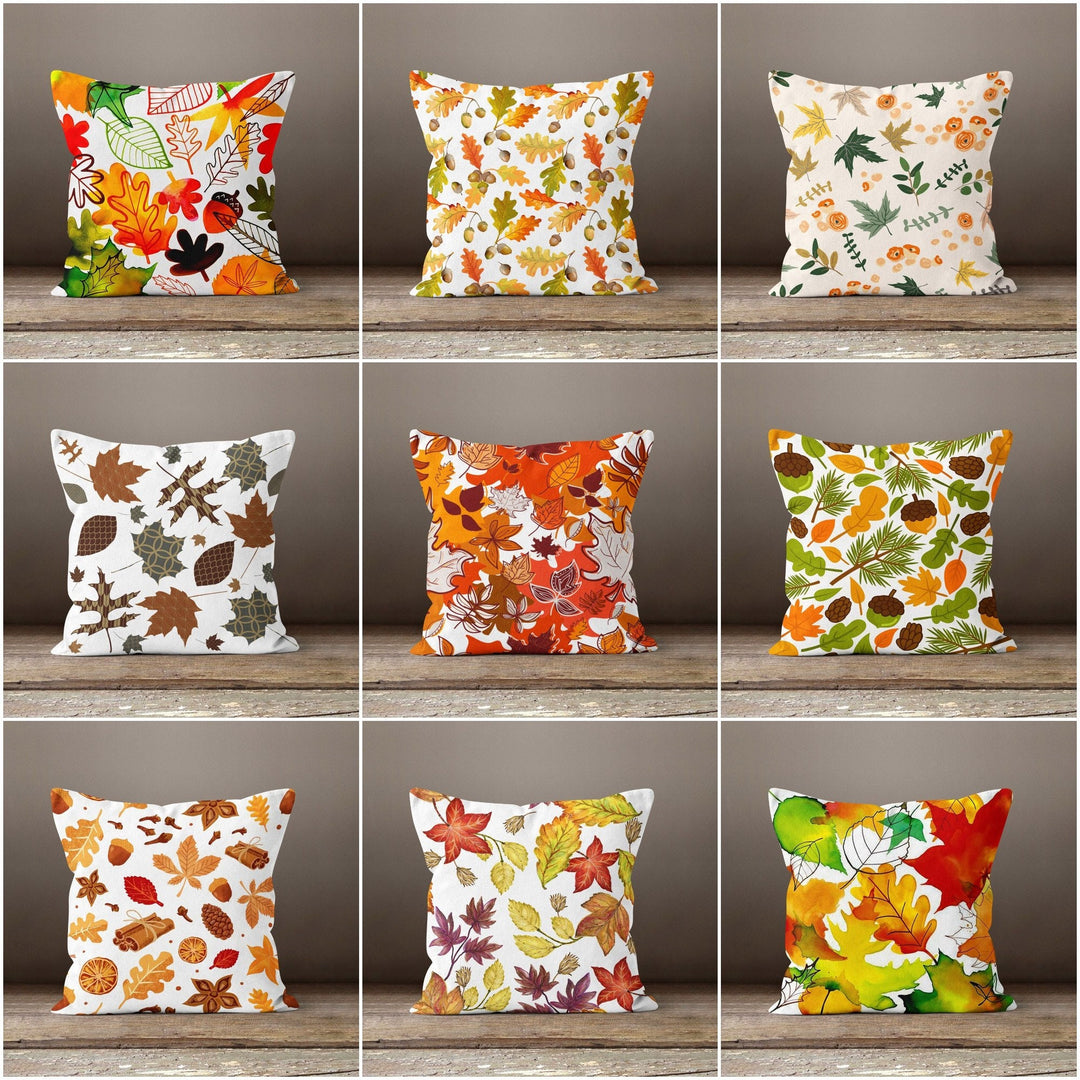Fall Trend Pillow Cover|Autumn Cushion Case|Colorful Leaves Throw Pillowtop|Decorative Cushion Case|Housewarming Farmhouse Outdoor Pillow