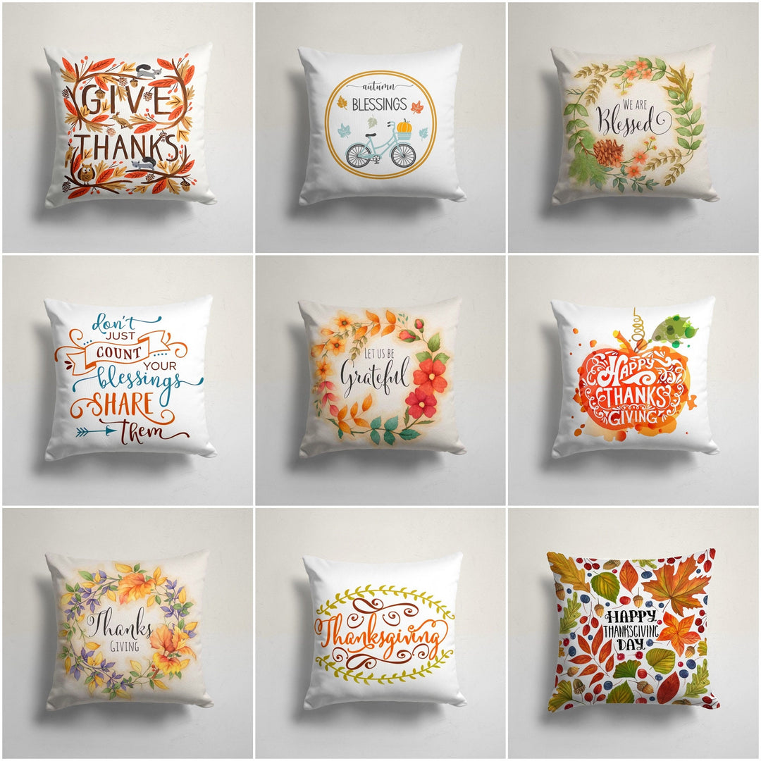 Thanksgiving Pillow Cover|Fall Trend Cushion Case|Autumn Throw Pillow|Happy Thanksgiving Cushion|Housewarming Blessing Themed Pillowtop