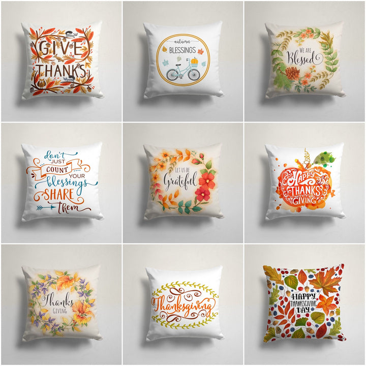 Thanksgiving Pillow Cover|Fall Trend Cushion Case|Autumn Throw Pillow|Happy Thanksgiving Cushion|Housewarming Blessing Themed Pillowtop