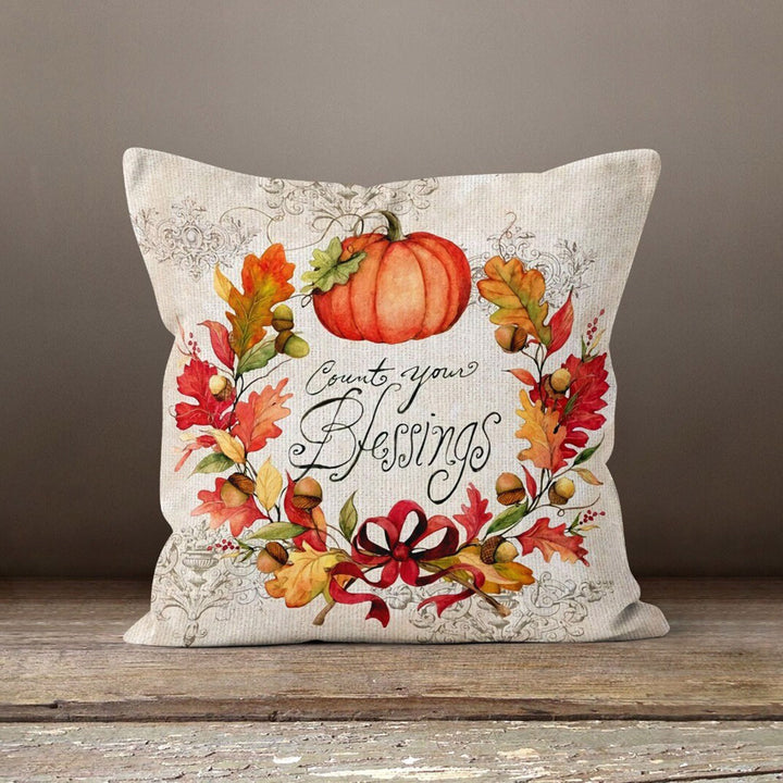 Thanksgiving Pillow Cover|Happy Thanksgiving Cushion|Fall Trend Cushion Case|Autumn Throw Pillow|Housewarming Blessing Themed Pillowtop