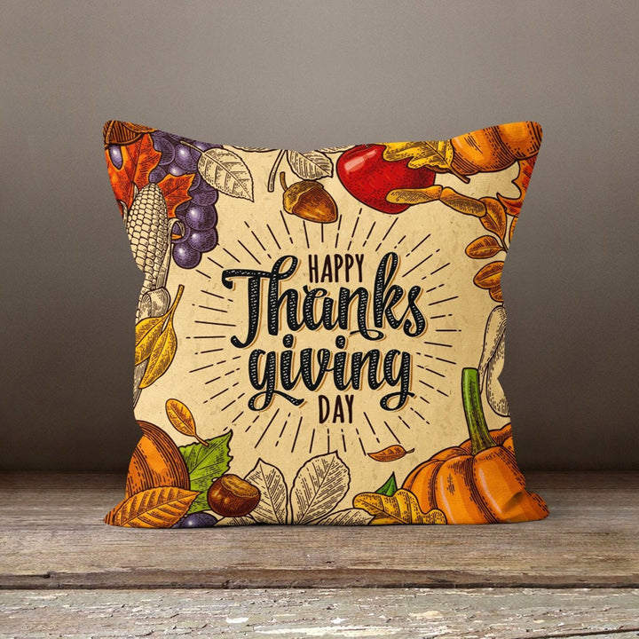 Thanksgiving Pillow Cover|Happy Thanksgiving Cushion|Fall Trend Cushion Case|Autumn Throw Pillow|Housewarming Blessing Themed Pillowtop