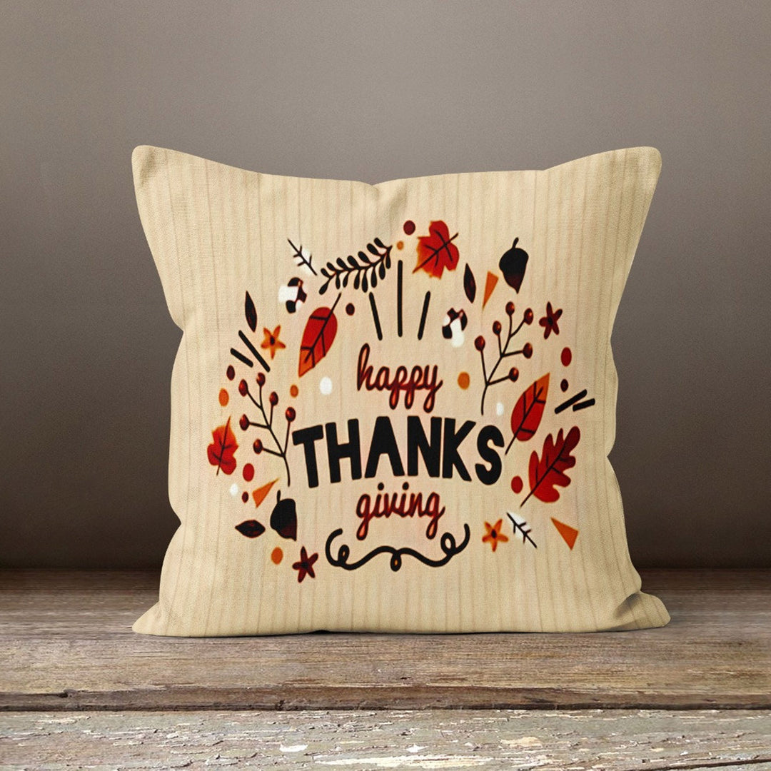 Thanksgiving Pillow Cover|Happy Thanksgiving Cushion|Fall Trend Cushion Case|Autumn Throw Pillow|Housewarming Blessing Themed Pillowtop