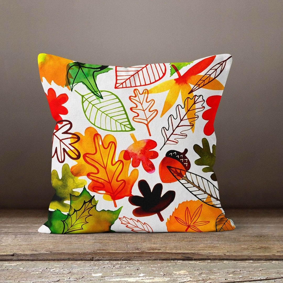Fall Trend Pillow Cover|Autumn Cushion Case|Colorful Leaves Throw Pillowtop|Decorative Cushion Case|Housewarming Farmhouse Outdoor Pillow