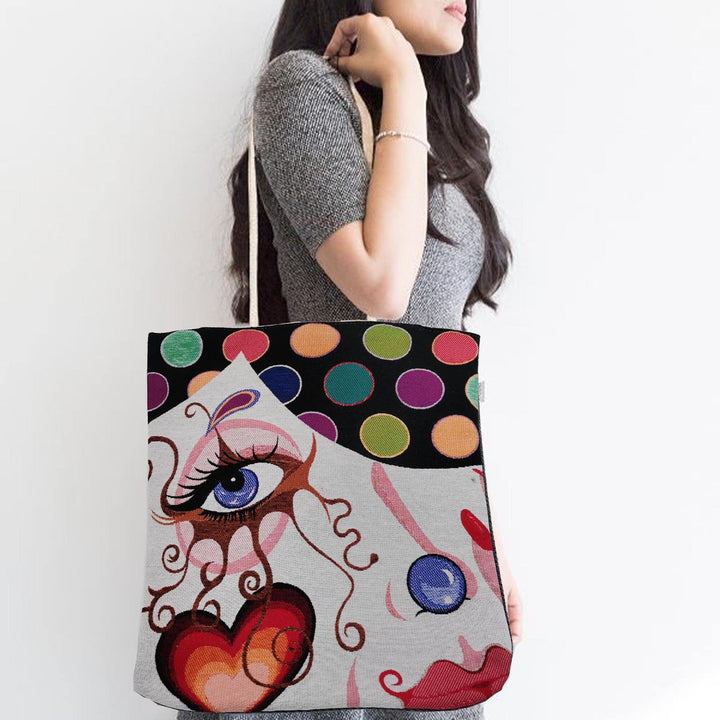Gobelin Tapestry Shoulder Bag|Woman Face Gift Handbag For Women|Picasso Painting Fashion Bag|Woven Tapestry Fabric|Overnight Gobelin Bag