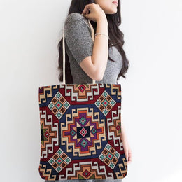 Rug Design Shoulder Bag|Gobelin Tapestry Shoulder Bag|Gift Handbag For Women|Aztec Print Fabric Bag|Belgium Tote Bag|Southwestern Fabric Bag