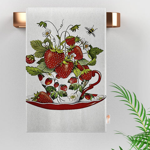 Fruit Tea Kitchen Towel|Lemon Tea Dish Towel|Strawberry Tea Towel|Herbal Apple Tea Hand Towel|Cinnamon Tea Dishcloth|Trend Kitchen Towel