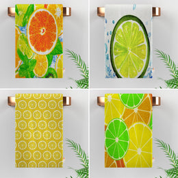 Lemon Print Towel|Fresh Citrus Towel|Kitchen Hand Towel|Eco-Friendly Rag|Cleaning Cloth|Dust Remover|Cost-Effective Rag|Farmhouse Dishcloth