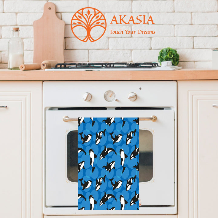 Fish Print Tea Towel|Nautical Hand Towel|Coastal Dishcloth|Shark Print Decor|Summer Dish Cloth|All-Purpose Rag|Cost-Effective Farmhouse Rag