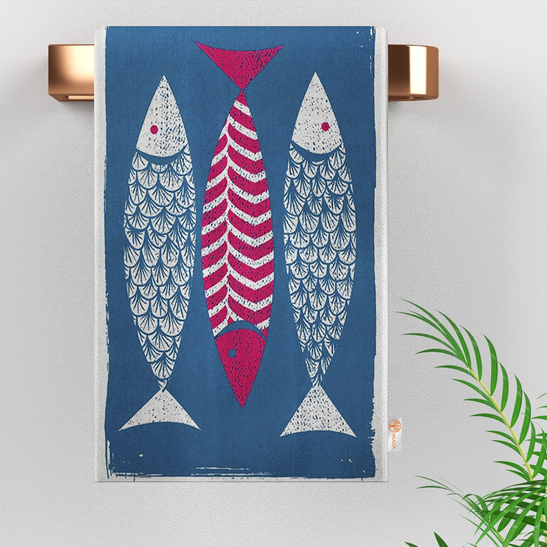 Fish Print Tea Towel|Nautical Hand Towel|Coastal Dishcloth|Shark Print Decor|Summer Dish Cloth|All-Purpose Rag|Cost-Effective Farmhouse Rag