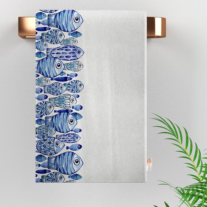 Fish Print Tea Towel|Nautical Hand Towel|Coastal Dishcloth|Beach House Decor|Summer Dish Cloth|All-Purpose Rag|Cost-Effective Farmhouse Rag