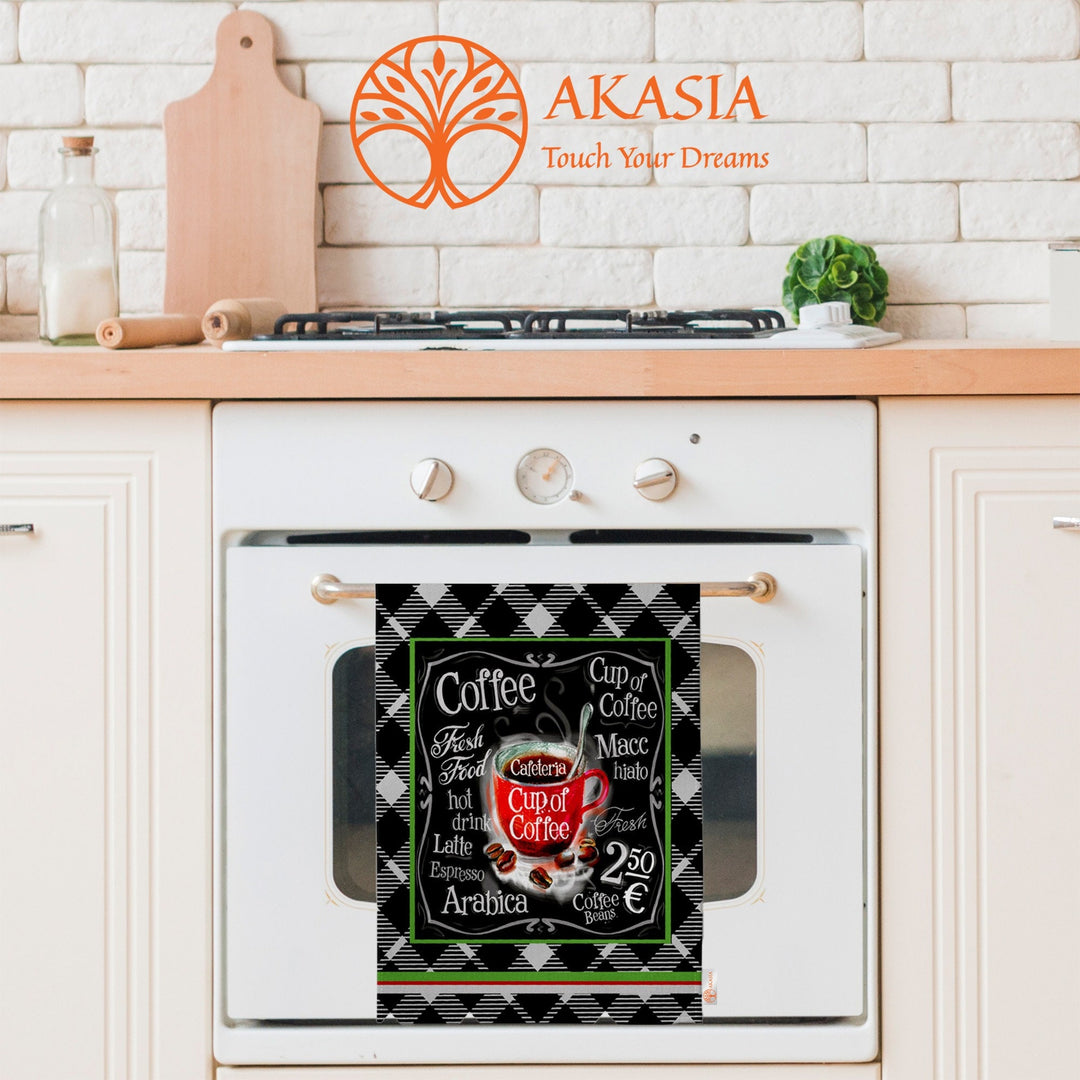 Coffee Print Towel|Eco-Friendly Rag|I Love Coffee Towel|Kitchen Hand Towel|Cleaning Cloth|Dust Remover|Cost-Effective Rag|Rustic Dishcloth