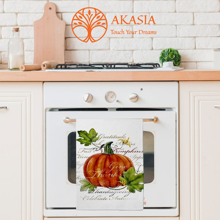 Fall Trend Tea Towel|Pumpkin Print Towel|Sunflower Dishcloth|Kitchen Cleaning Cloth|Dust Remover|Cost-Effective Rag|Thanksgiving Towel