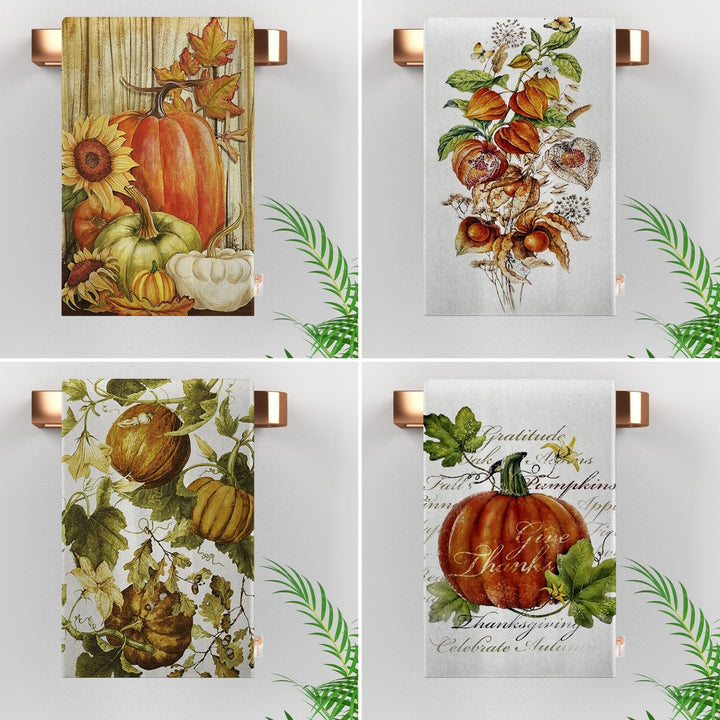 Fall Trend Tea Towel|Pumpkin Print Towel|Sunflower Dishcloth|Kitchen Cleaning Cloth|Dust Remover|Cost-Effective Rag|Thanksgiving Towel