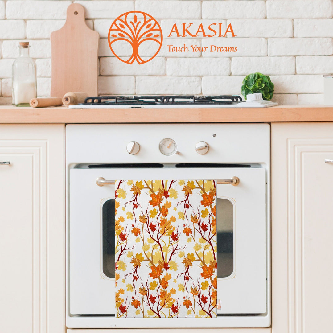 Fall Trend Tea Towel|Autumn Print Towel|Leaf Print Dishcloth|Thanksgiving Towel|Kitchen Cleaning Cloth|Dust Remover|Cost-Effective Rag