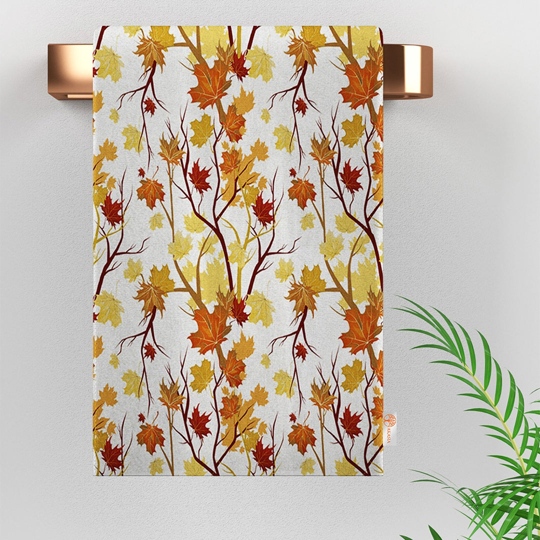 Fall Trend Tea Towel|Autumn Print Towel|Leaf Print Dishcloth|Thanksgiving Towel|Kitchen Cleaning Cloth|Dust Remover|Cost-Effective Rag