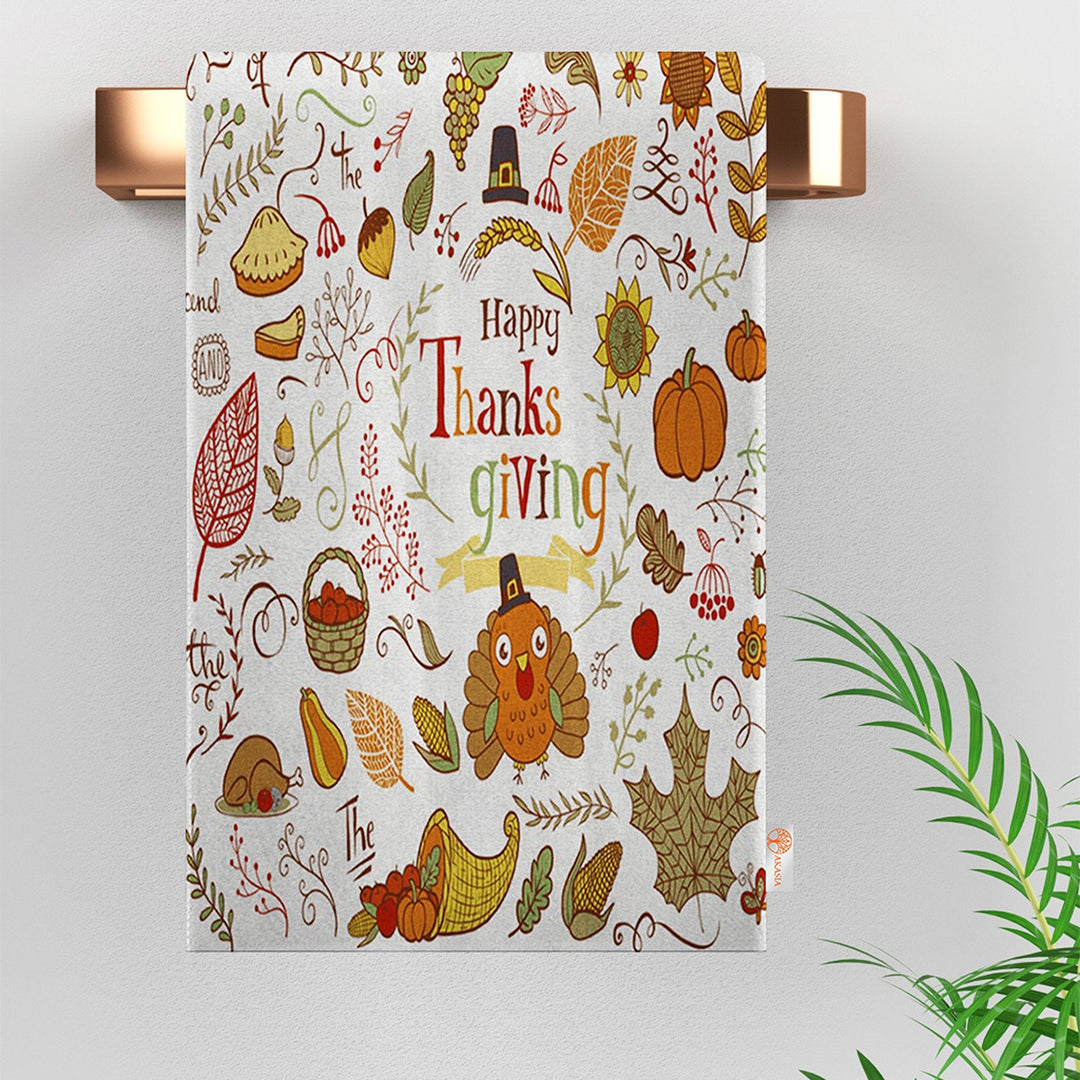 Fall Trend Tea Towel|Pumpkin Print Towel|Sunflower Dishcloth|Happy Thanksgiving Towel|Kitchen Cleaning Cloth|Dust Remover|Cost-Effective Rag