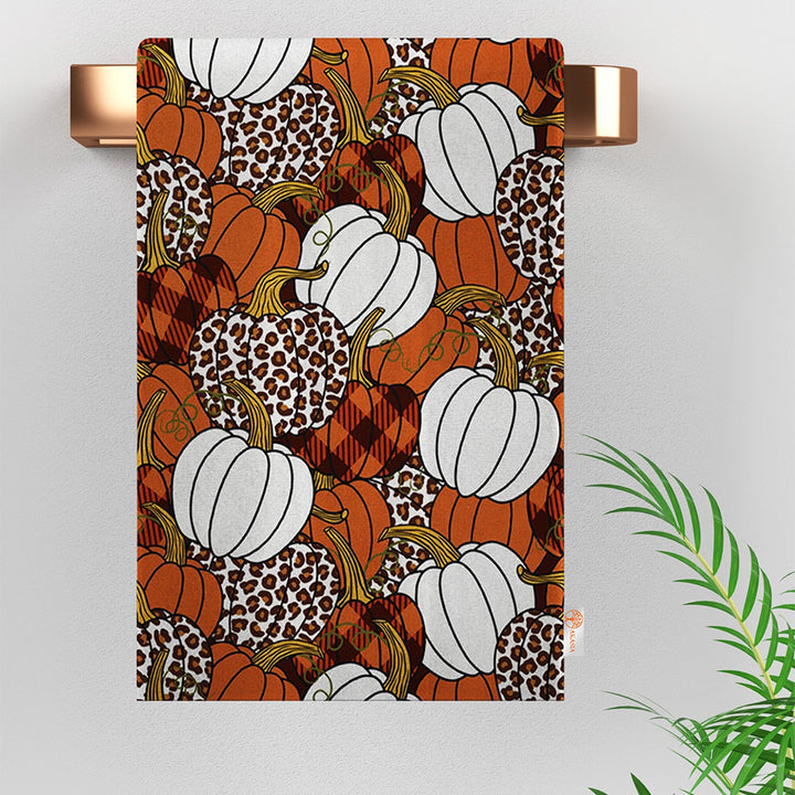 Fall Trend Tea Towel|Pumpkin Print Towel|Autumn Leaf Dishcloth|Thanksgiving Towel|Kitchen Cleaning Cloth|Fox Dust Remover|Cost-Effective Rag