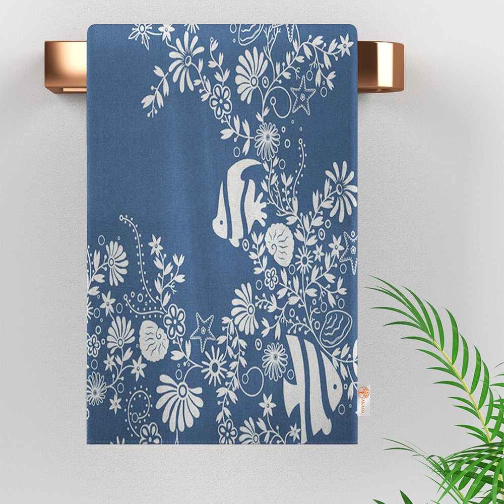 Fish Print Tea Towel|Coastal Dishcloth|Nautical Hand Towel|Beach House Decor|Summer Dish Cloth|All-Purpose Rag|Cost-Effective Farmhouse Rag