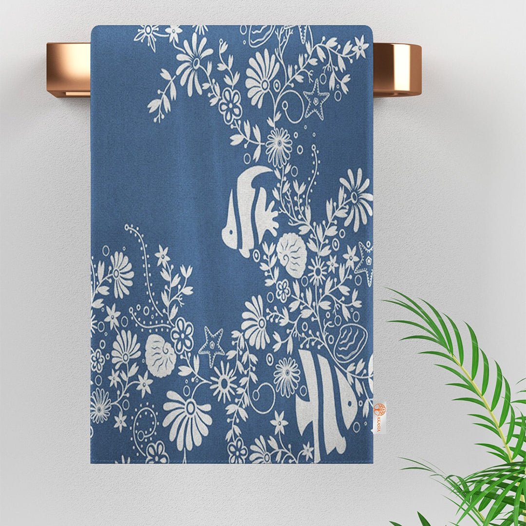 Fish Print Tea Towel|Coastal Dishcloth|Nautical Hand Towel|Beach House Decor|Summer Dish Cloth|All-Purpose Rag|Cost-Effective Farmhouse Rag
