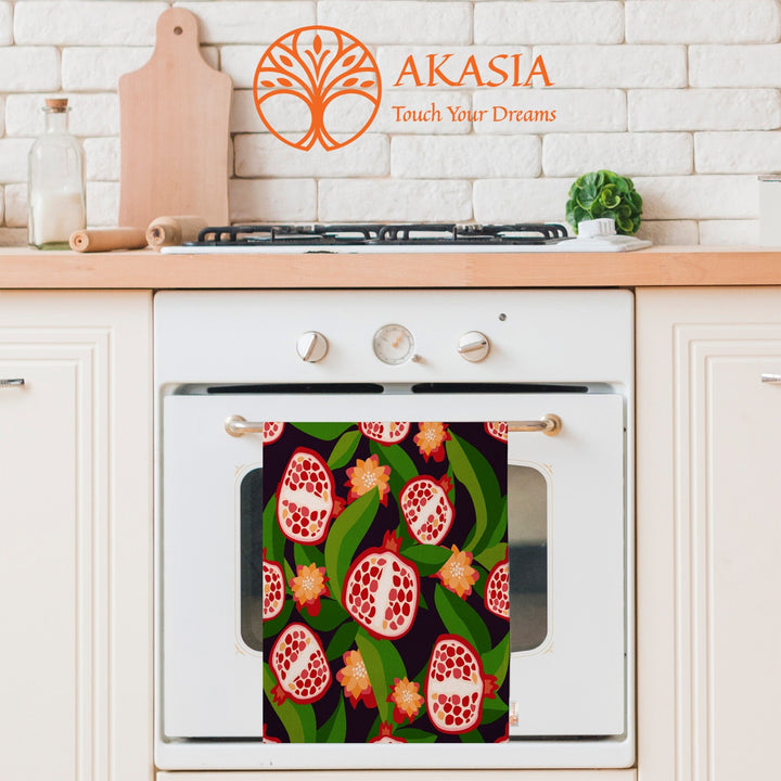 Fruit Kitchen Towel|Fig, Apple Print Towel|Floral Dishcloth|Pomegranate Tea Towel|Eco-Friendly Rag|Soft Dust Remover|Cost-Effective Rag