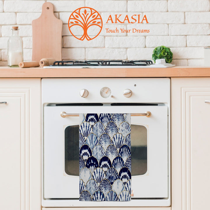 Starfish Tea Towel|Coastal Dishcloth|Nautical Hand Towel|Beach House Decor|Oyster Dish Cloth|All-Purpose Rag|Sea Collection Print Rag
