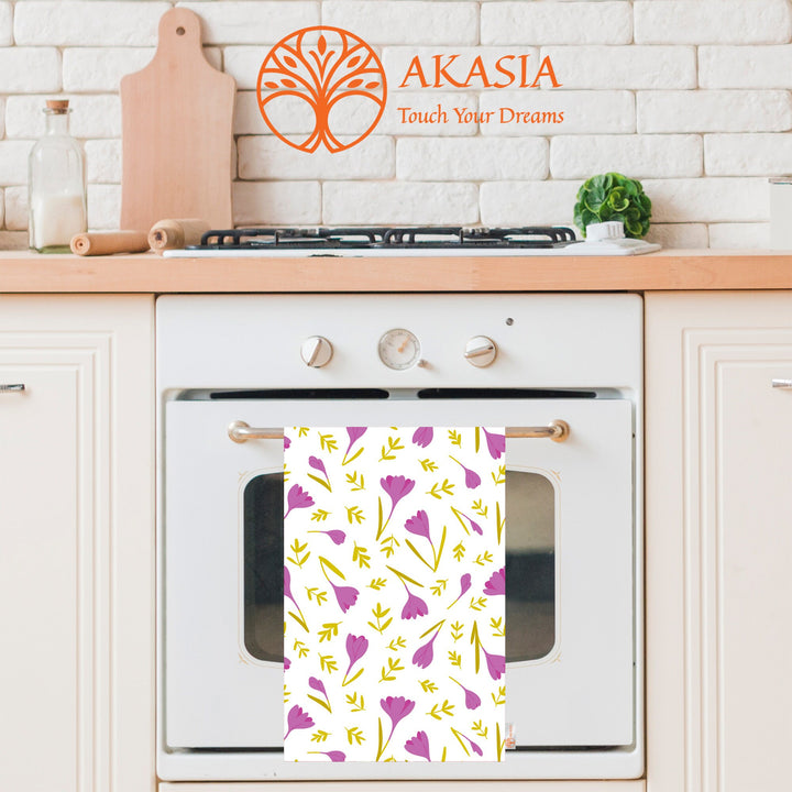 Floral Dishcloth|Leaf Print Tea Towel|Tulip Dish Cloth|Eco-Friendly Towel|Cost-Effective Rag|Gift For Her|Soft Cleaning Cloth|Flower Towel