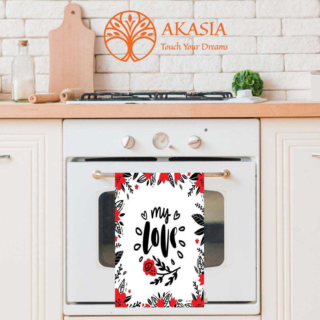 Valentine's Day Towel|My Love Dish Towel|Forever Dish Cloth|Heart Print Towel|Be My Valentine Tea Towel|Kitchen Gift for Her|All-Purpose Rag