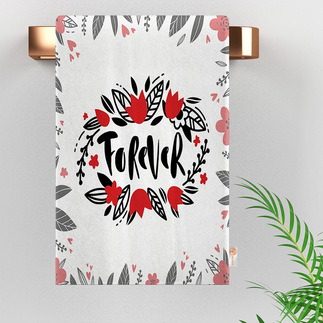 Valentine's Day Towel|My Love Dish Towel|Forever Dish Cloth|Heart Print Towel|Be My Valentine Tea Towel|Kitchen Gift for Her|All-Purpose Rag