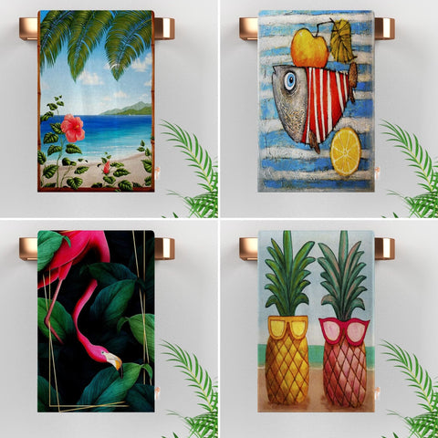 Summer Trend Towel|Fish Print Dishcloth|Floral Tea Towel|Pineapple Dish Cloth|Flamingo Hand Towel|Kitchen Gift For Her|Eco-Friendly Rag