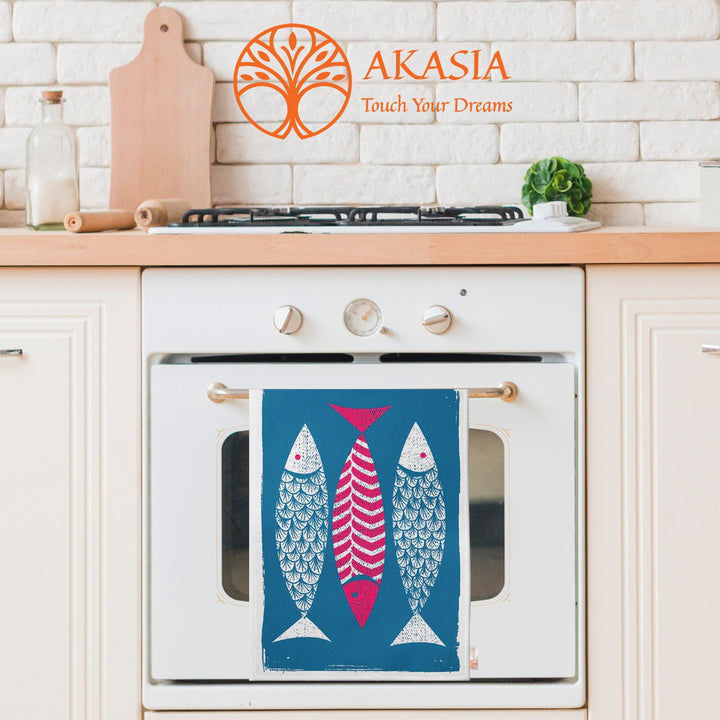 Fish Print Tea Towel|Nautical Hand Towel|Coastal Dishcloth|Shark Print Decor|Summer Dish Cloth|All-Purpose Rag|Cost-Effective Farmhouse Rag