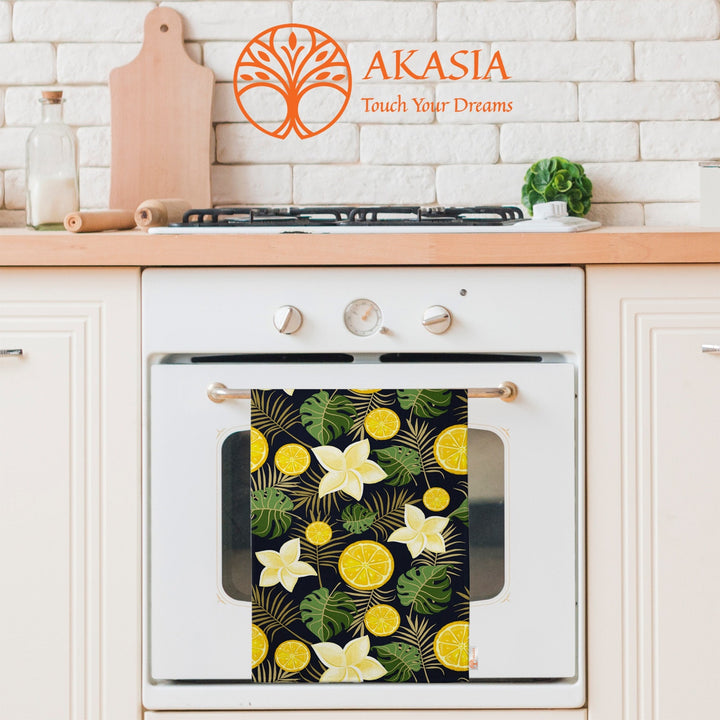 Lemon Print Towel|Eco-Friendly Rag|Fresh Citrus Towel|Kitchen Hand Towel|Cleaning Cloth|Dust Remover|Cost-Effective Rag|Farmhouse Dishcloth