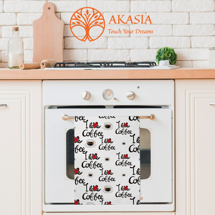 Coffee Print Towel|Eco-Friendly Rag|I Love Coffee Towel|Kitchen Hand Towel|Cleaning Cloth|Dust Remover|Cost-Effective Rag|Rustic Dishcloth