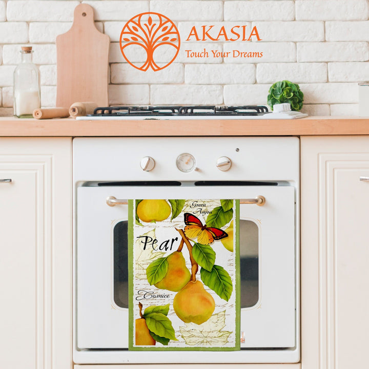 Fruit Kitchen Towel|Grape, Pear Print Towel|Peach Dishcloth|Apple Hand Towel|Eco-Friendly Rag|Dust Remover|Cleaning Cloth|Cost-Effective Rag