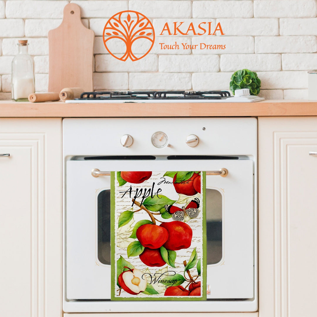 Fruit Kitchen Towel|Grape, Pear Print Towel|Peach Dishcloth|Apple Hand Towel|Eco-Friendly Rag|Dust Remover|Cleaning Cloth|Cost-Effective Rag