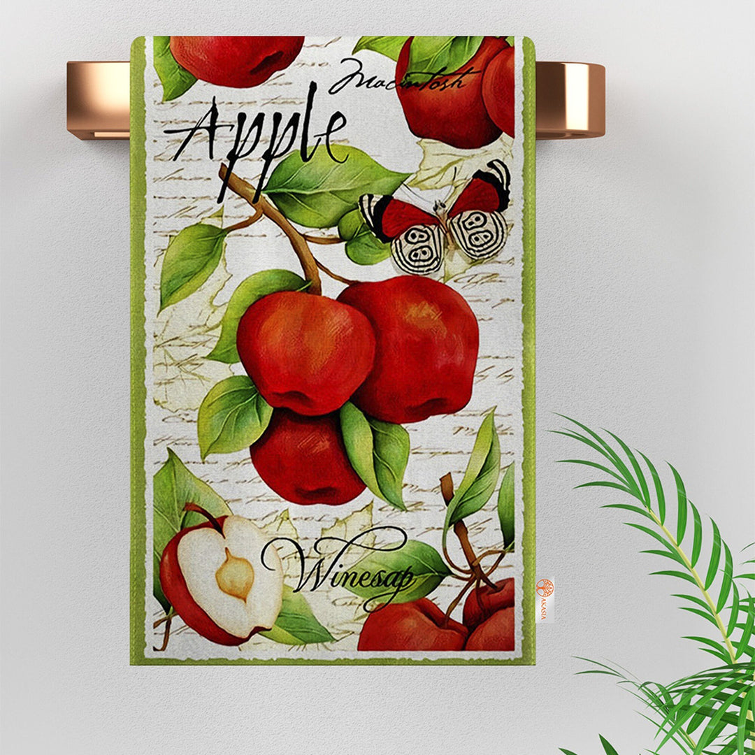 Fruit Kitchen Towel|Grape, Pear Print Towel|Peach Dishcloth|Apple Hand Towel|Eco-Friendly Rag|Dust Remover|Cleaning Cloth|Cost-Effective Rag
