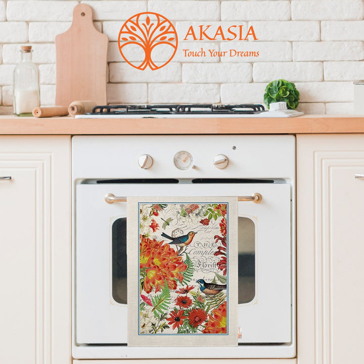 Floral Bird Towel|Bird Print Tea Towel|Rooster Dishcloth|All-Purpose Rag|Cleaning Cloth|Cost-Effective Rag|Farmhouse Kitchen Gift For Her