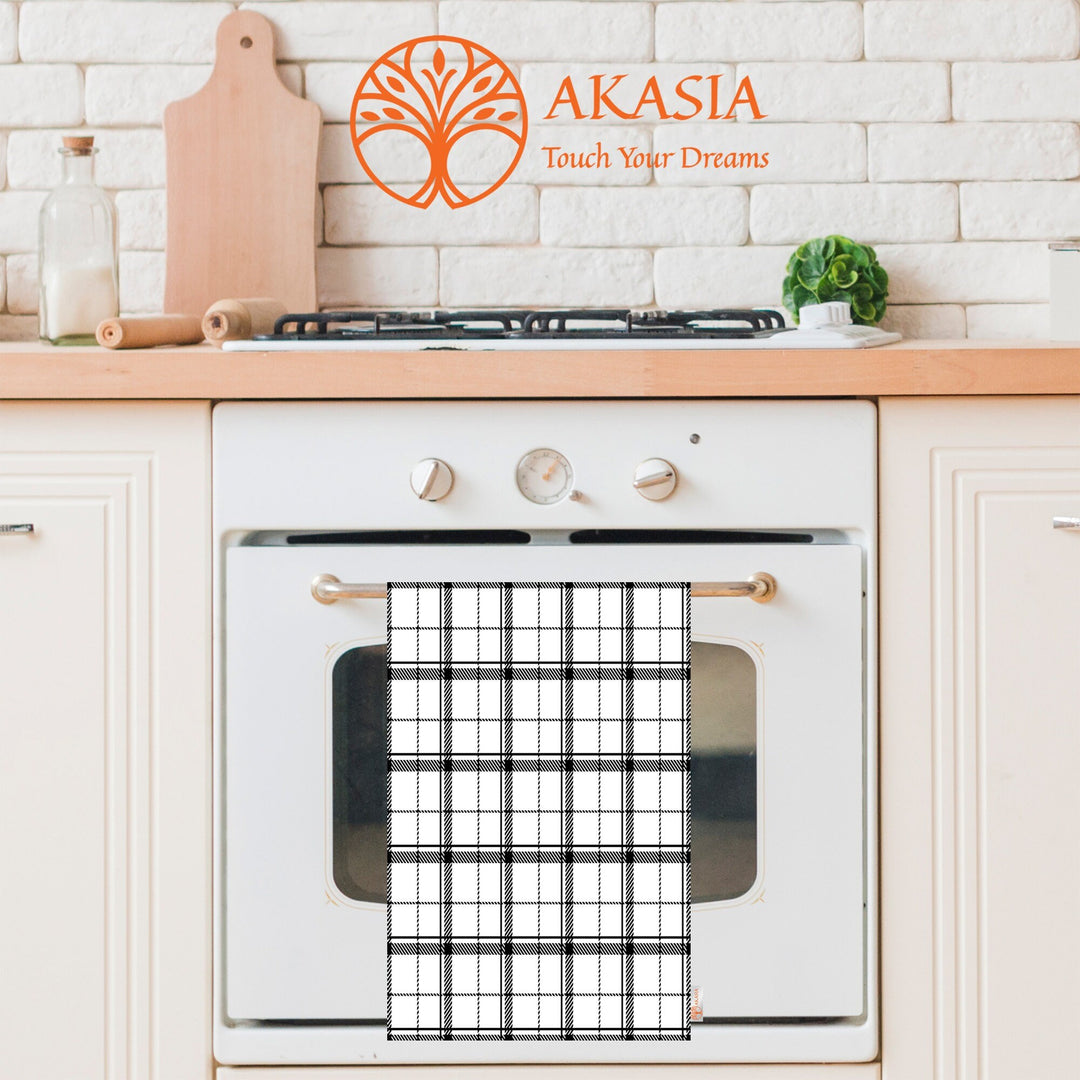 Plaid Kitchen Towel|Geometric Tea Towel|Checkered Dish Cloth|Eco-Friendly Abstract Hand Towel|Tartan Dishcloth|Gift For Her|Cleaning Cloth