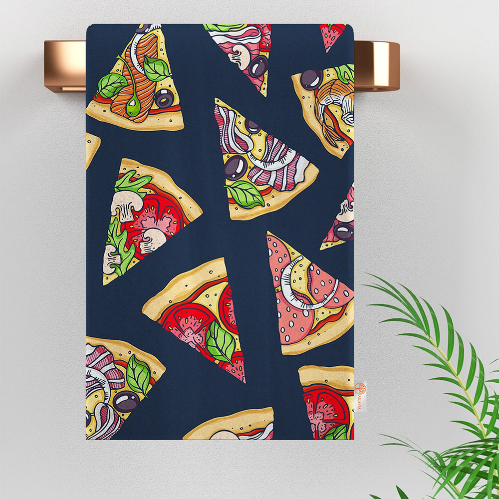 Kitchen Hand Towel|Pizza Tea Towel|Pasta Tea Towel|Decorative Towel|Soft Dish Cloth|Dust Remover|Cost-Effective Rag|Food Print Dishcloth