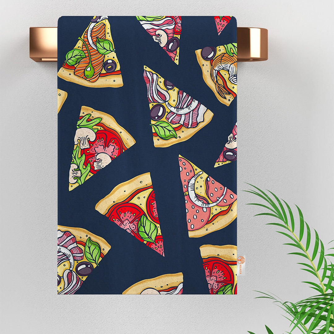 Kitchen Hand Towel|Pizza Tea Towel|Pasta Tea Towel|Decorative Towel|Soft Dish Cloth|Dust Remover|Cost-Effective Rag|Food Print Dishcloth