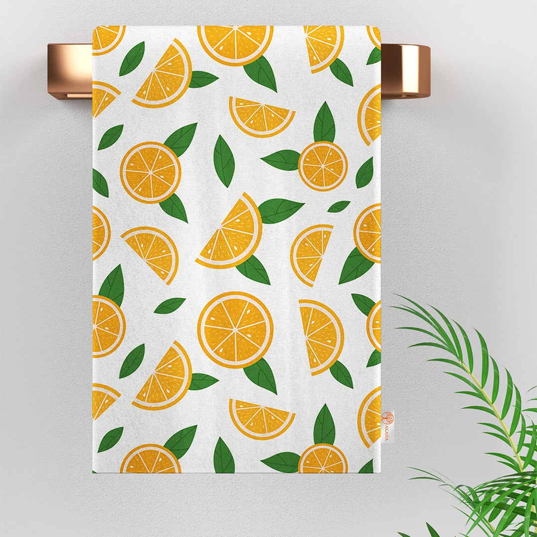 Lemon Hand Towel|Orange Print Rag|Fresh Citrus Towel|Kitchen Tea Towel|Cleaning Cloth|Dust Remover|Cost-Effective Rag|Farmhouse Dishcloth