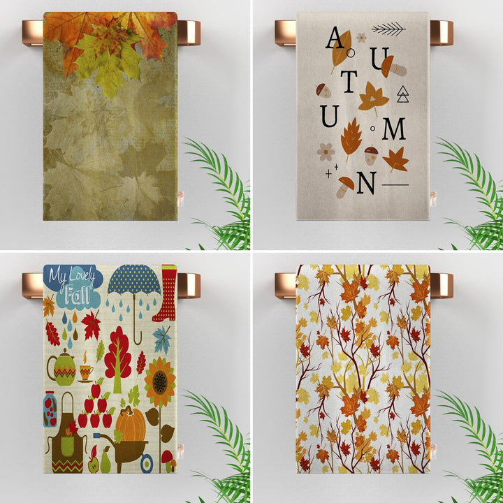 Fall Trend Tea Towel|Autumn Print Towel|Leaf Print Dishcloth|Thanksgiving Towel|Kitchen Cleaning Cloth|Dust Remover|Cost-Effective Rag