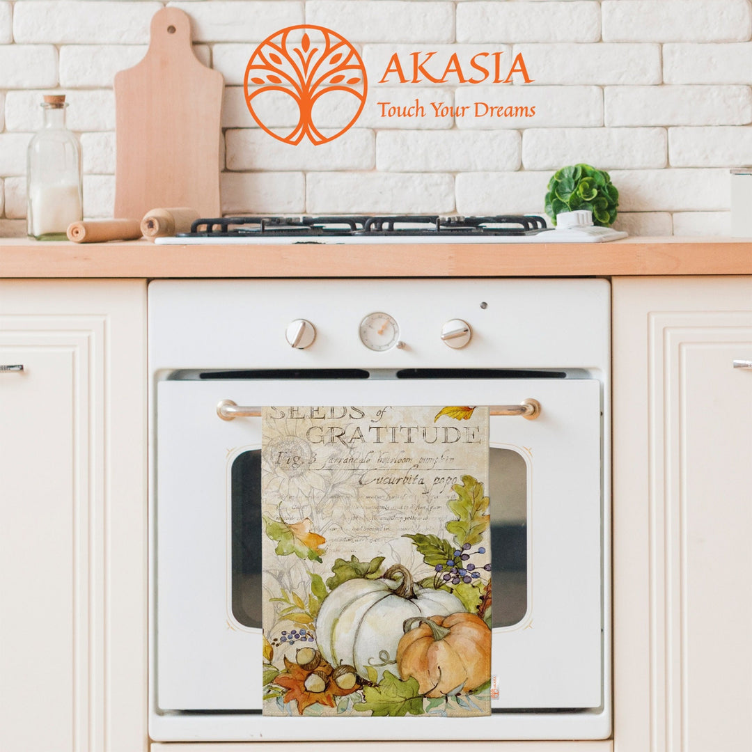 Fall Trend Tea Towel|Pumpkin Print Towel|Sunflower Dishcloth|Happy Thanksgiving Towel|Kitchen Cleaning Cloth|Dust Remover|Cost-Effective Rag