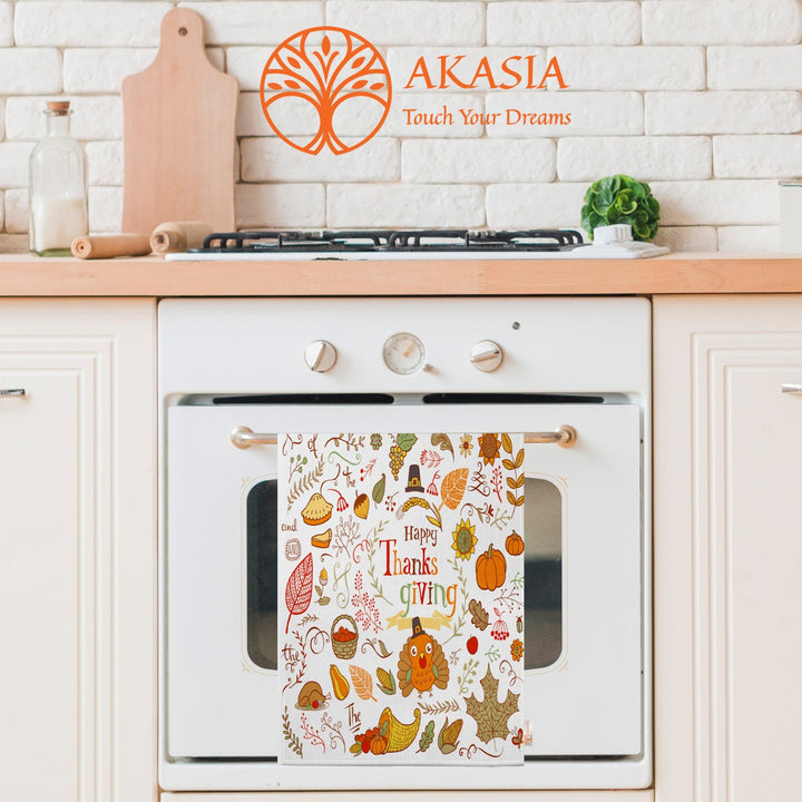 Fall Trend Tea Towel|Pumpkin Print Towel|Sunflower Dishcloth|Happy Thanksgiving Towel|Kitchen Cleaning Cloth|Dust Remover|Cost-Effective Rag