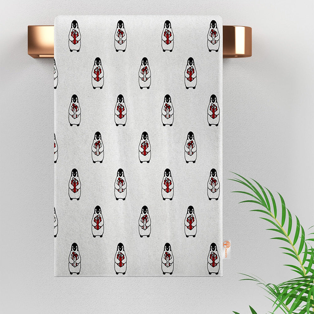 Winter Kitchen Towel|Cute Penguin and Snowman Dish Towel|Snow Hand Towel|Decorative Dishcloth|Winter Tea Towel|Cleaning Cloth|Dust Remover