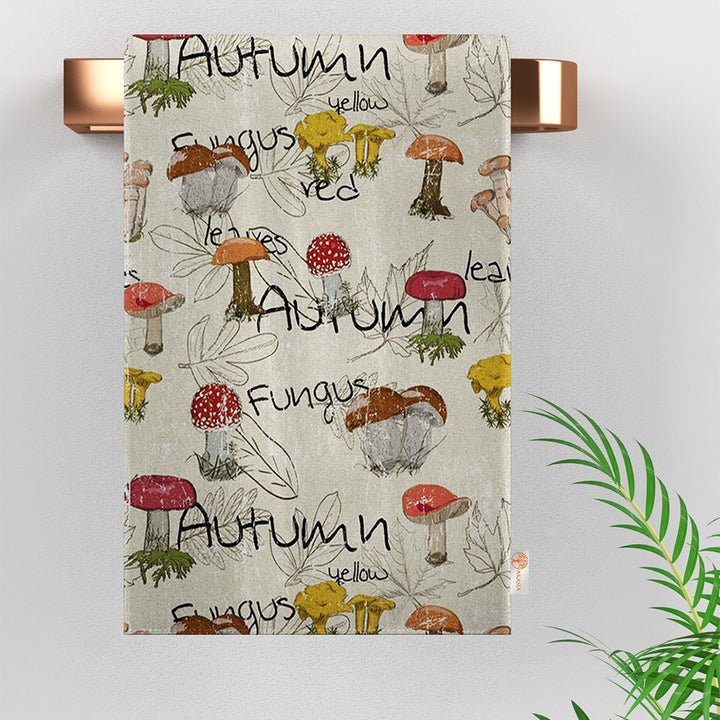 Autumn Tea Towel|Fall Trend Dishcloth|Pumpkin, Mushroom Dish Cloth|Thanksgiving Towel|Kitchen Cleaning Cloth|Dust Remover|Cost-Effective Rag