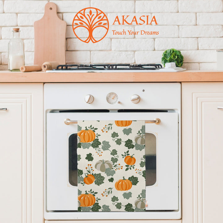 Fall Trend Tea Towel|Pumpkin Print Towel|Autumn Leaf Dishcloth|Thanksgiving Towel|Kitchen Cleaning Cloth|Fox Dust Remover|Cost-Effective Rag