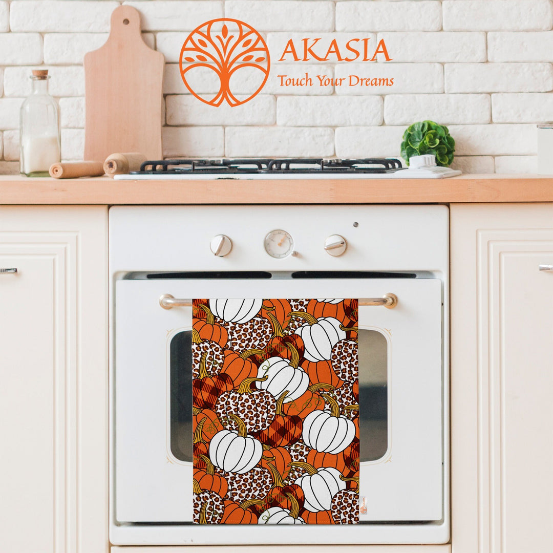 Fall Trend Tea Towel|Pumpkin Print Towel|Autumn Leaf Dishcloth|Thanksgiving Towel|Kitchen Cleaning Cloth|Fox Dust Remover|Cost-Effective Rag