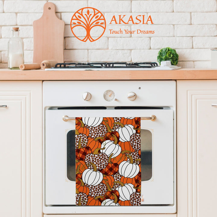Fall Trend Tea Towel|Pumpkin Print Towel|Autumn Leaf Dishcloth|Thanksgiving Towel|Kitchen Cleaning Cloth|Fox Dust Remover|Cost-Effective Rag